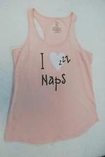 Womens PJ Top Racer Back Tank I LOVE NAPS Size S 4-6 M 8-10 L 12-14  3X Pink
