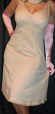 Vtg Form Fit Nude Nylon Full Dress Slip 36