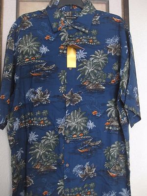 NEW PIERRE CARDIN MEN'S HAWAIIAN CASUAL SHIRT  MENS BLUE GREEN MULTI CLR