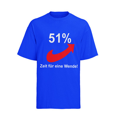 Zeit für eine Wende 51 % AFD Allgemeine Freie Denker Herren Shirt Bio Baumwolle