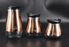 Circleware Café Contempo Glass Canister Set of 3 Retro-Style Coffee Tea Sugar