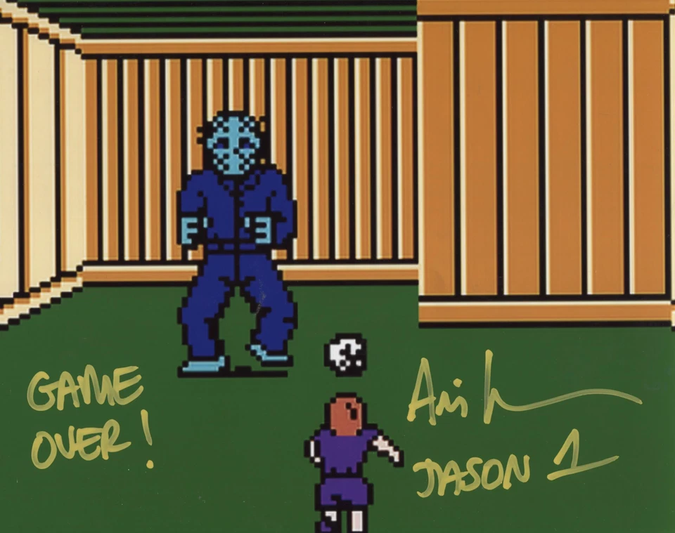 HOLLYWOOD COLLECTIBLES Ari Lehman "Jason 1" "GAME OVER!" Autographed Friday the 13th Jason Voorhees 8x1