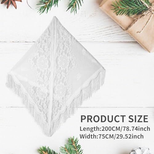 Women Lace Wraps Shawls Soft Mesh Fringe WrapsTriangle Scarf Shawl for Weddin... - Picture 7 of 7