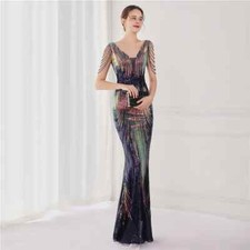 Luxury Evening Dress Long Women Elegant V Neck Formal Party Maxi Dress Prom Gown