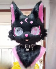 Fursuit Long Fur Husky Dog Fox Head Mascot Party Halloween Fur Cosplay Head