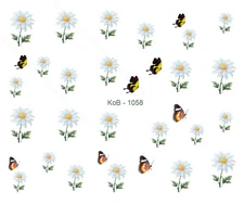 Nail Art Water Transfer Stickers Decal Pretty Flowers & Butterflies KoB-1058