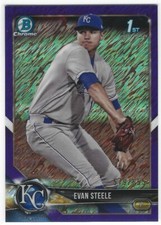 EVAN STEELE '18 BOWMAN CHROME PROS PURPLE SHIMMER REFRACTOR RC #579/65 ROYALS K2