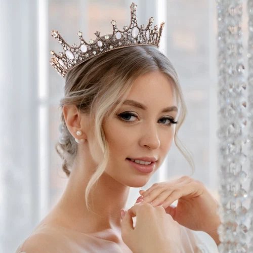 Coronas Tiaras Cristal Perla Novia Boda Corona para Mujer Princesa Tiara - Imagen 30 de 76