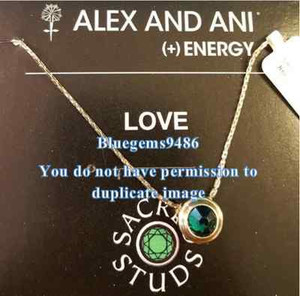 Authentic Alex and Ani Sacred Stud Emerald Love Necklace Gold Plated - Rare