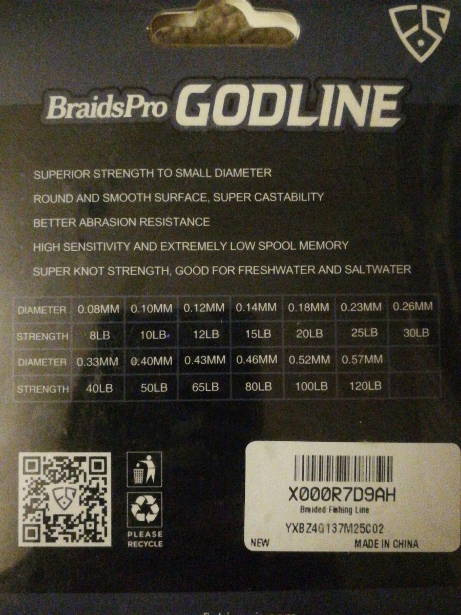godline braided fishing line 25LB 11.3kg Braidspro Godline Fishing Line 150 yards 137m 4 Braids 0.23mm  New
