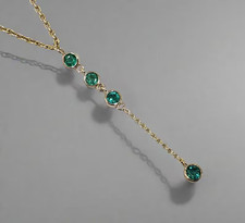 2Ct Round Cut Lab Created Emerald Women's Drop Necklace 14k Yellow Gold Plated