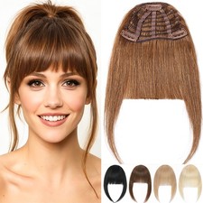 Thin/Thick Wispy Fringe Air Bangs Clip In Hairpiece Remy Human Hair Extensions