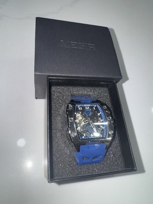 MEGIR Mens Watch Luxury Skeleton Dial Silicone Strap Automatic Watch For Men