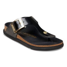 Birkenstock Gizeh Droplet Buckle Natural Leather Patent Sandals Women NEW