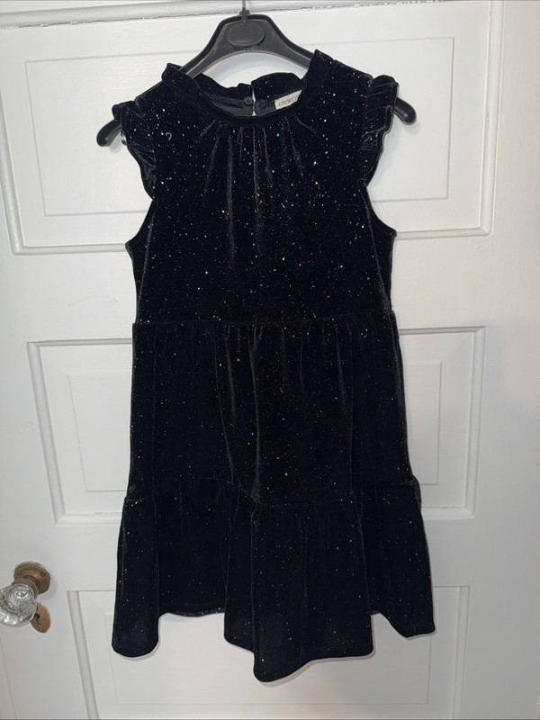 J Crew Crewcuts Girls Size 5 Dress Black Velvet/Velour Sparkly