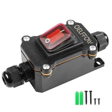 Waterproof On Off Toggle Switch Double Outlet with Red Light Rocker Button In...