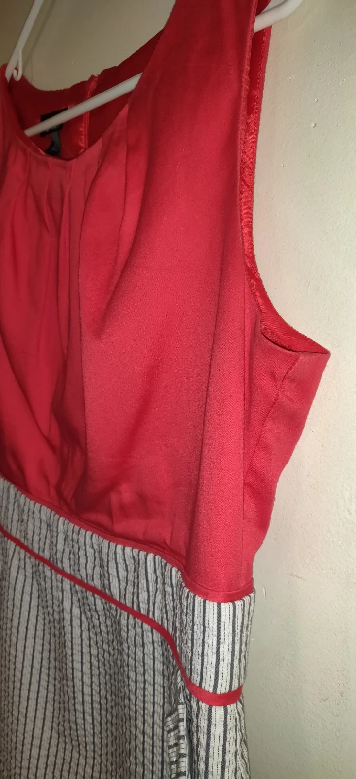 Abito Alyx Seersucker Tg 14 Rosso Grigio Tasche Nautiche Nautica Foderato Senza Maniche