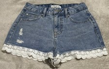 Denim Lace Trim Shorts From Primark