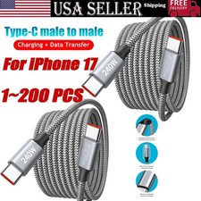 60W USB C to C Cable Fast Charge PD Nylon Cord 3/6/10FT for iPhone17 Samsung lot