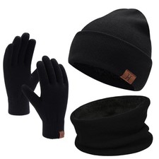 Winter Men Beanie Hat, Scarf, Touch Screen Gloves, 3 Pieces Winter Warm Cloth...