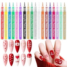 18 Color Nail Art Pens for Painting Nails, 0.7 MM Nail Polish Pens Set Drawin...
