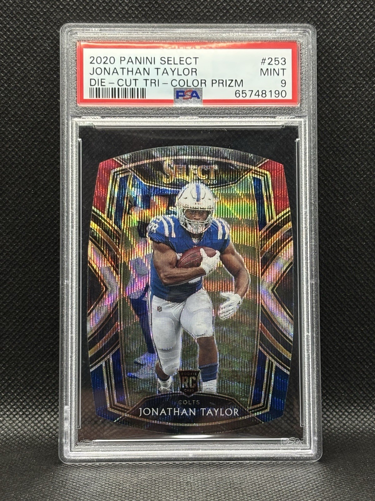 2020 Panini Select Club Level Jonathan Taylor #253 Tri-Color Prizm Die-Cut PSA 9