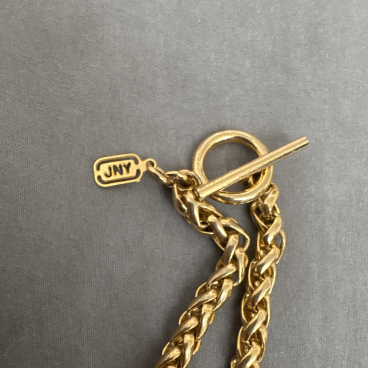 JNY Gold Tone Rope Chain Style Necklace Toggle Closure Signed No