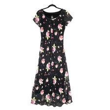 Vintage Moss Dark Floral Maxi Dress Sz 10 Y2K 90s Whimsigoth Grunge Fairy Prom