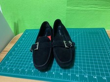 Authentic PRADA Black Suede Buckled Driving Loafers Moccasins EU 36.5