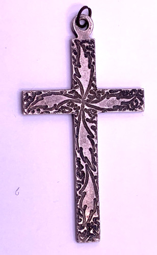Vintage Sterling Silver engraved Cross pendant by BOJAR 2" Pendant