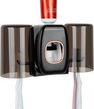 4 Slots Wall Mount Toothbrush Holder with Cover, Self Adhesive Toothbrush Storag