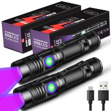 UV Flashlight 395nm Blacklight Rechargeable USB, Wood's lamp Ultraviolet Blac...