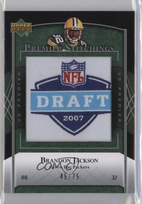 2007 UD Premier Stitchings Draft/Team Logos 45/75 Brandon Jackson Rookie RC 2u3