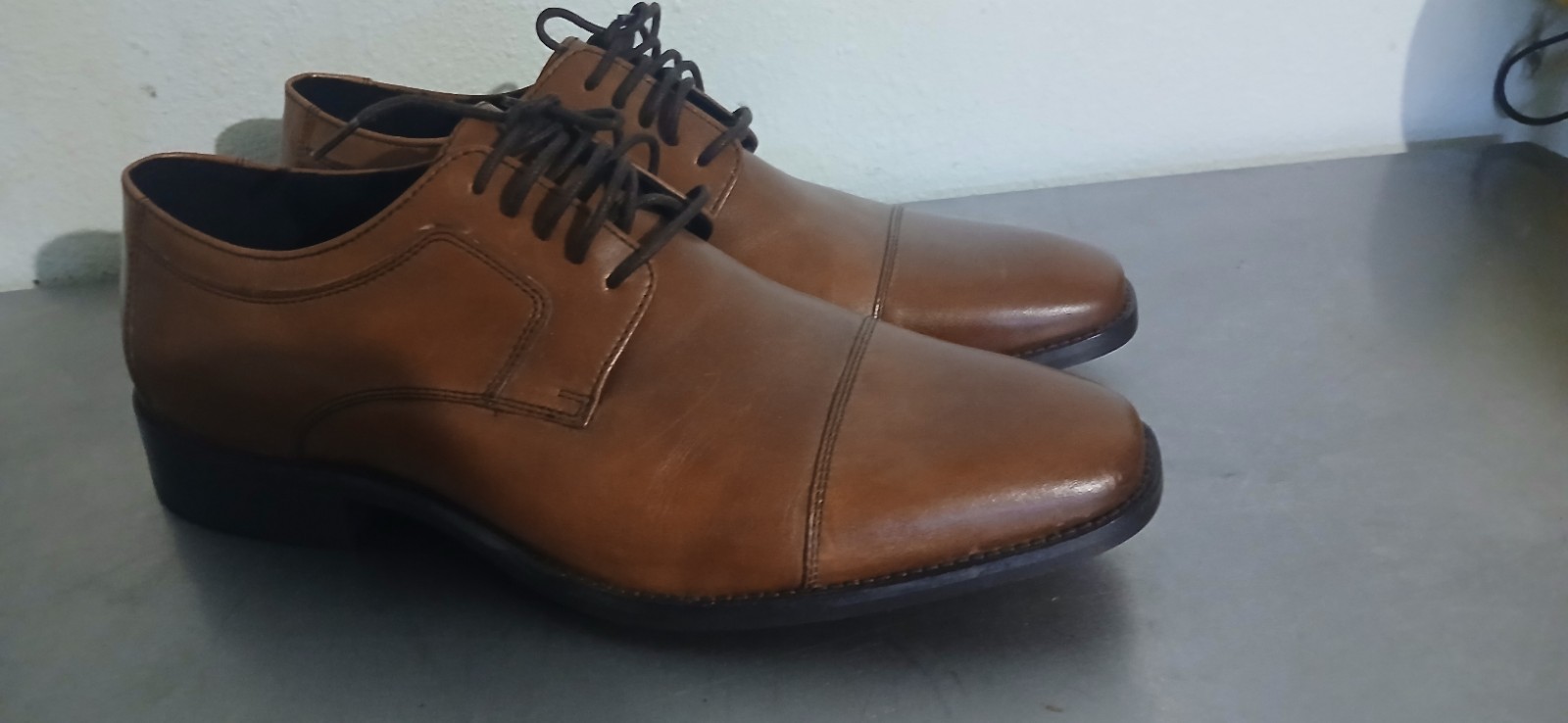 SAOLA SCARPE UOMO 11 5 M PELLE MARRONE STRINGATE JOHNSTON&MURPHY