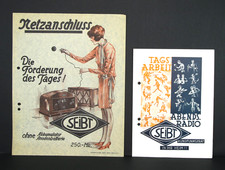 2x Werbeblatt Firma SEIBT Berlin, Rundfunkgeräte ca. 1928, 1x A4, 1x A5  B654