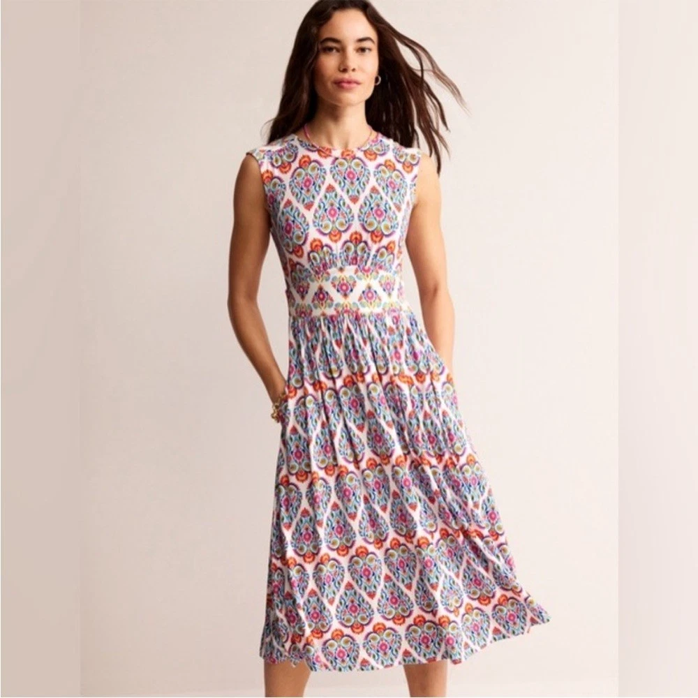 white christmas dresses Boden Women's Aria Collared Jersey Dress in Blue main image 0