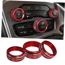 3PCS Air Conditioner Switch Button Knob Cover, Aluminum Alloy Knob Ring Red