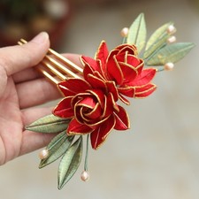 New Gardenia Flower Hair Comb Chinese Hanfu Hair Accessory