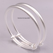 NEW Pure 999 Fine Silver Baby's Bangle Adjustable 40-45mm W Matt Finish Bangle