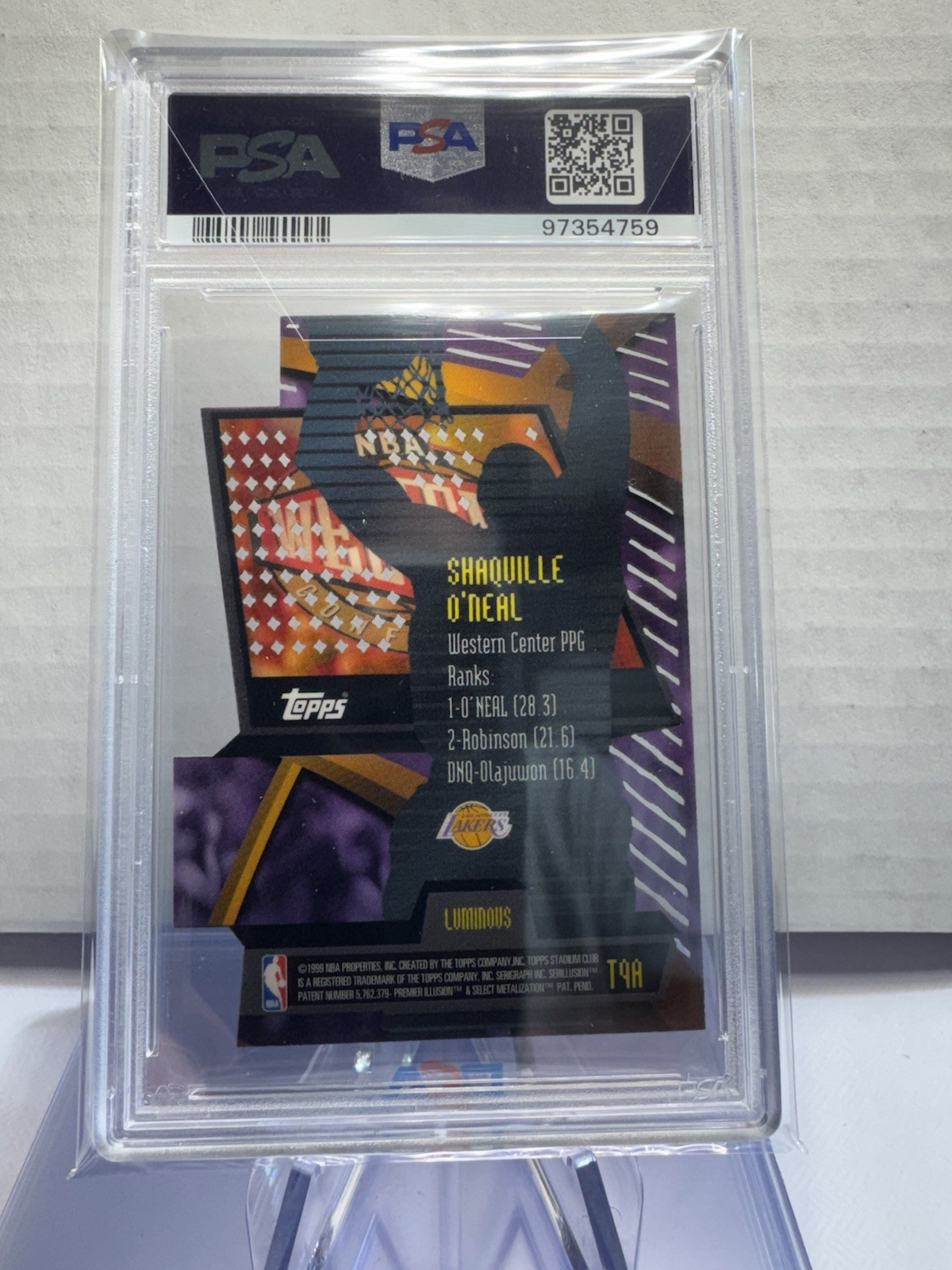 1998 Shaquille O'Neal T.S.C. Triumvirate Luminous Die Cut PSA 10 Rare Pop 22 view 2