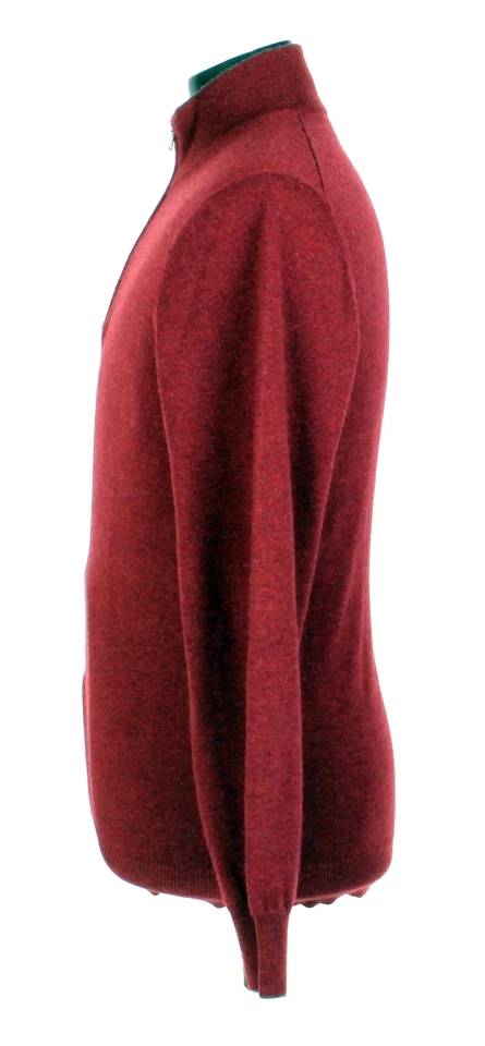 Brunello Cucinelli 100% Cashmere ½ Zip Sweater - Burgundy - M - $1350 Retail - Image 2 of 4