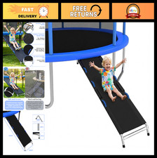 Kids Trampoline Slide with Handrails - Safe Climbing Ladder Tear-Resistant Fab