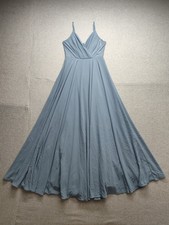 Lulus Women A Line Maxi Dress S Blue V Neck Adjustable Spaghetti Strap Evening