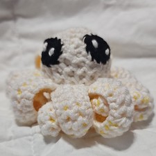 Handmade Crochet Octopus Stuffed Animal Plush Toy, Mini Under 6 in, White Yellow