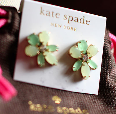 Kate Spade Green and Gold Floral Earrings Kate Spade New York Floral Green Flower Gold Tone Stud  main image 4