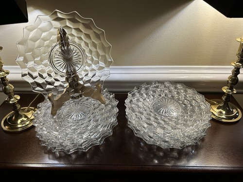 12 Vintage American Clear Fostoria 9” Sandwich Plates Glassware 1915 ~ 1982 MINT - Picture 2 of 8