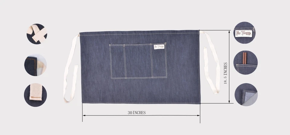 Set of 5 pieces Unisex Pockets Denim Half Apron Barista Florist Workwear #AP-003 - Image 2 of 2