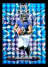 Lamar Jackson 2024 Panini Mosaic Reactive Blue Prizm Parallel Ravens No 15