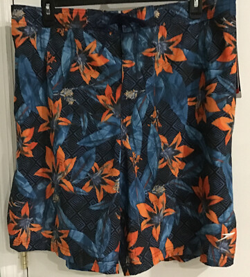 SPEEDO  Active Flex E- Board Shorts Hawaiian Floral  Swim Trunks Size XXL   NEW