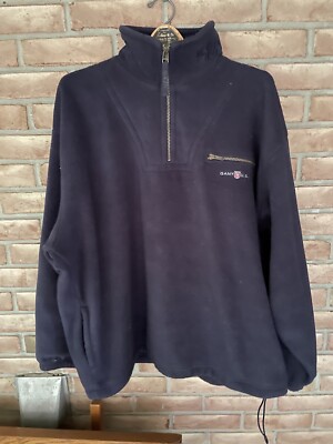 GANT USA The Rugger Fleece Men s 1/4 Zip Fleece Jacket Spell Out Size XL Blue